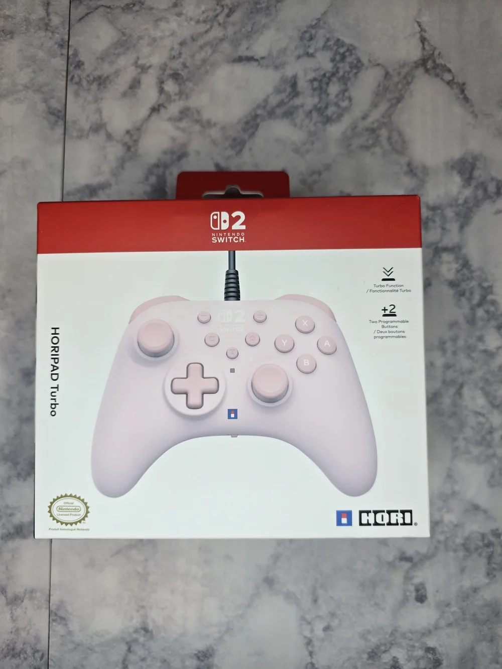 Nintendo Switch 2 Wired Controller Pink Horipad Turbo